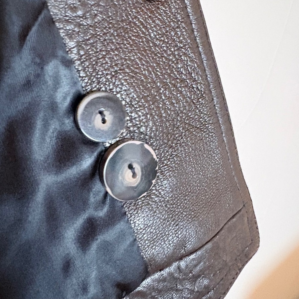 Y2K 90s Scully Leather Jacket Women Size 6 Brown Textured Button Front Blazer - Picture 12 of 16
